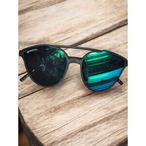 Green Lens Thin Frame Sunglasses